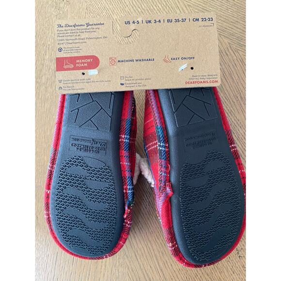 NWT Lil Bear Dearfoams Kids Unisex‎ Red Plaid Slippers Sz 4/5 - Picture 4 of 6